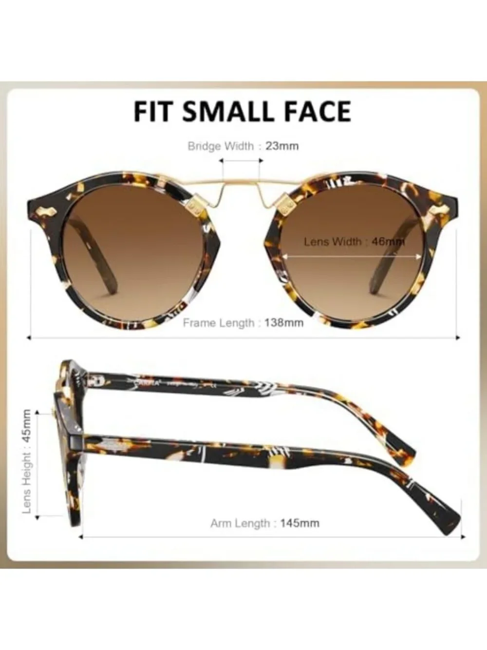 Chic Small Face Double Bridge Polarized Round Sunglasses for Women - UV